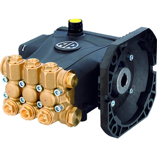 Annovi Reverberi AR RCAM025G15E-F8 horizontal gas engine triplex plunger pump is rated up to 0.25 GPM at max 1500 PSI at 1750 RPM using a ½ ”F inlet and 3/8”F discharge thread.