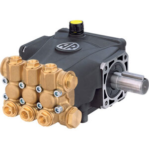 Annovi Reverberi AR RCA25G25N horizontal gas engine triplex plunger pump is rated up to 2.5 GPM at max 2500 PSI spins a 24mm solid shaft at 1750 RPM using a ½”F inlet and 3/8”F discharge thread. N version with a gas engine flange.